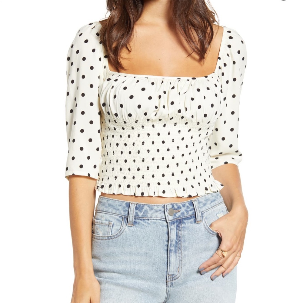 NWT Polka Dot Smocked Top Sz L